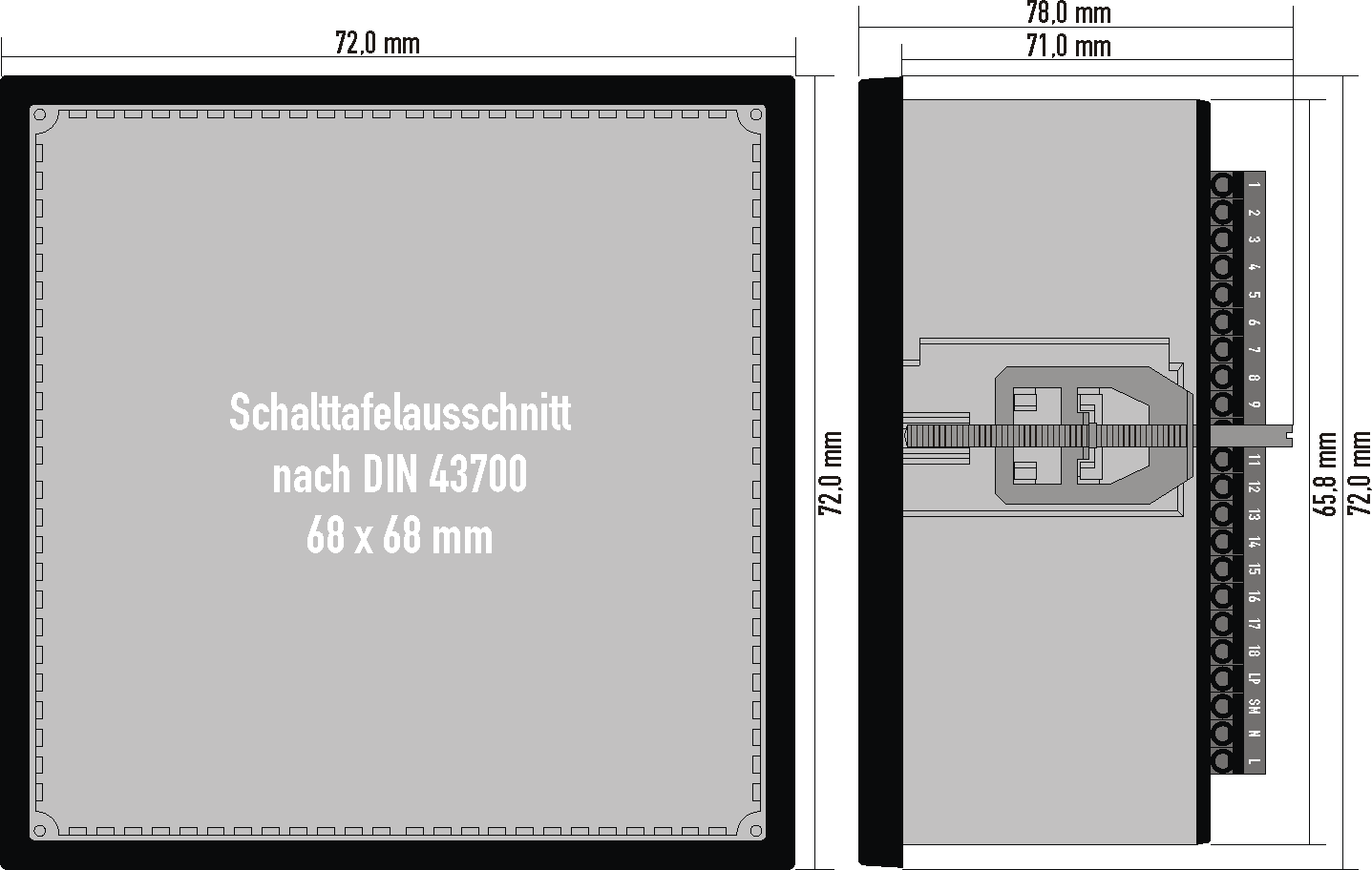 Dimensionen LMBT 72-4.1 3mm 24V AC/DC