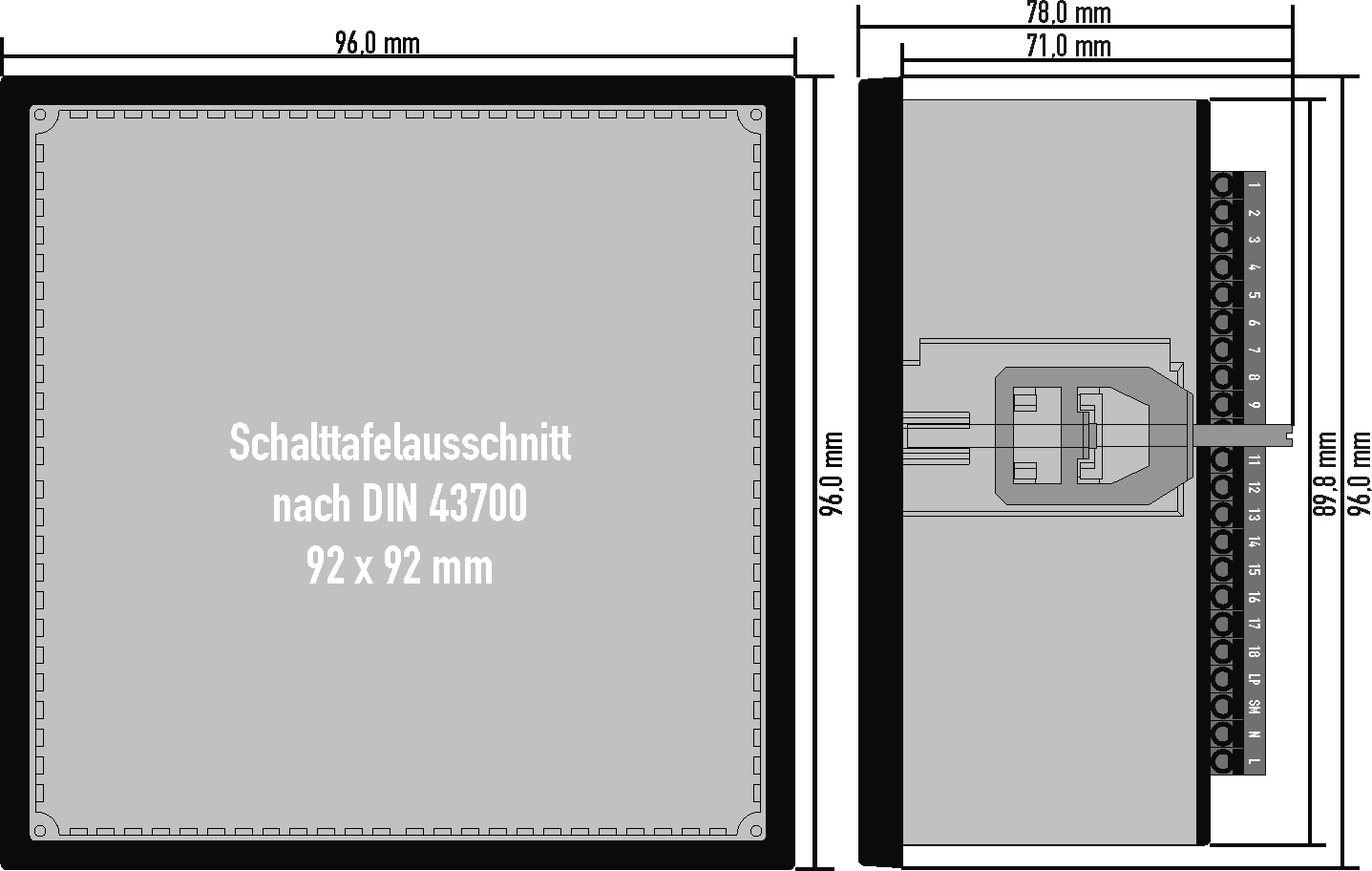 Dimensionen LMS 96-12.1 3mm 24V AC/DC