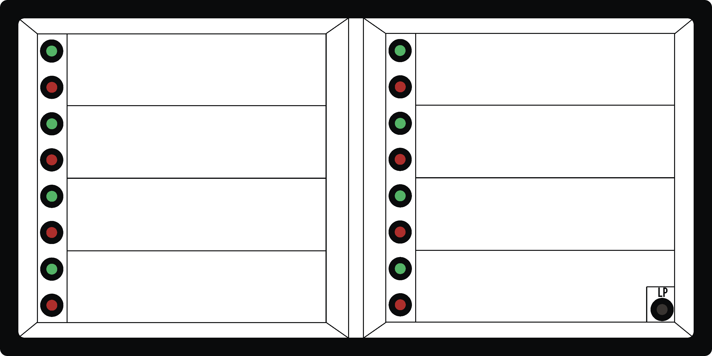 Meldetableau LMBT 96x192H-8.2 3mm 24V AC/DC