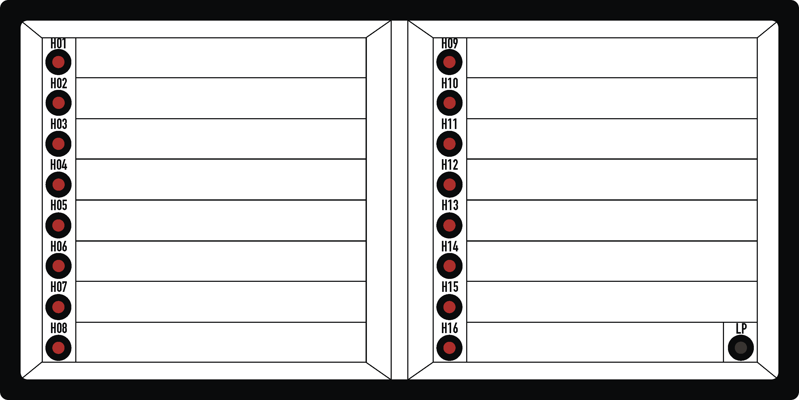 Meldetableau LMT 96x192H-16.2 3mm 24V AC/DC