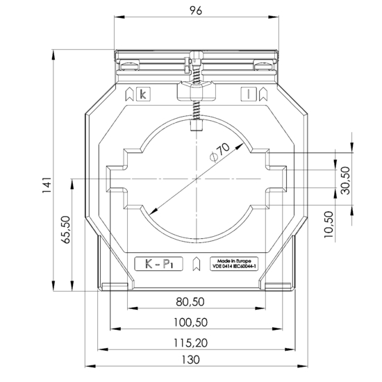 Frontview ASK 101.4  500/5A  2,5VA Kl.0,5