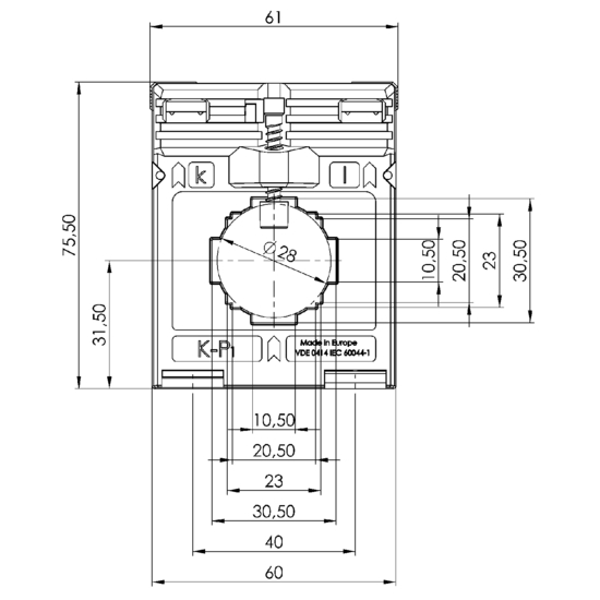 Frontview ASK 31.4  100/5A  2,5VA  Kl.0,5