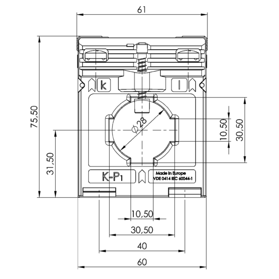 Frontview ASK 31.5  75/5A  1,5VA Kl.0,5