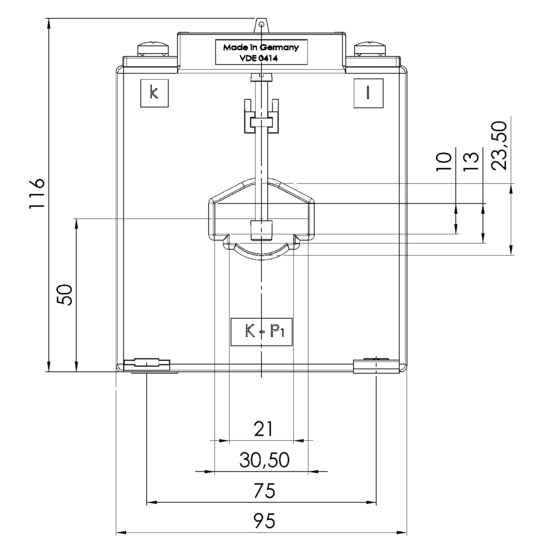 Frontview ASK 31.6  50/5A  1,5VA Kl.0,5