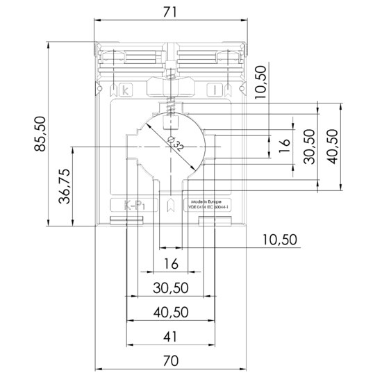 Frontview ASK 41.5  75/5A  1,5VA Kl.0,5