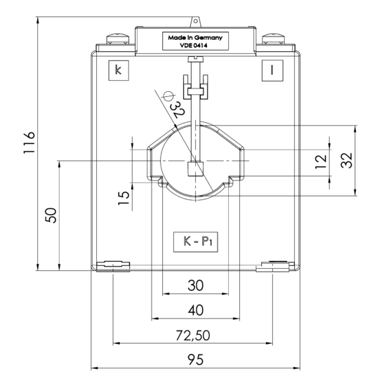 Frontview ASK 41.6  50/5A  1,5VA Kl.0,5