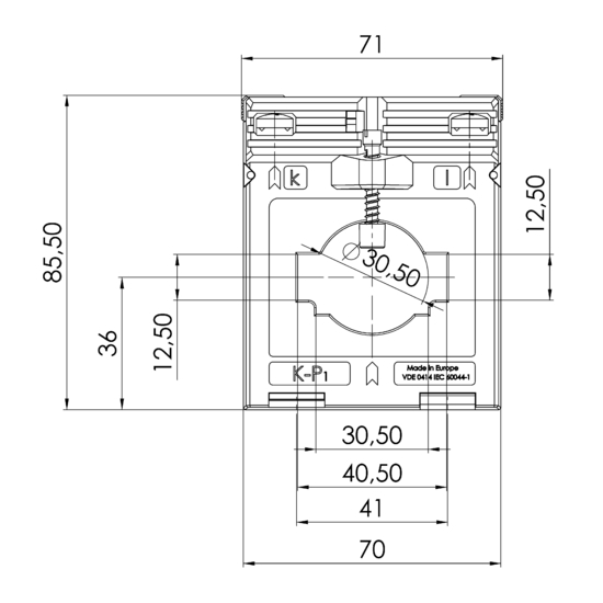 Frontview ASK 412.4 2U  200-100/5A  5-2,5VA Kl.1