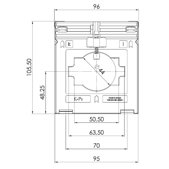 Frontview ASK 61.4 2U 500-250/5A 5-2,5VA Kl.1