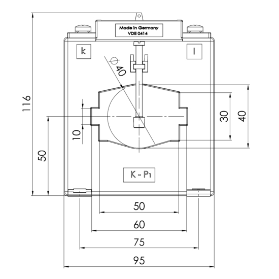 Frontview ASK 61.6  100/5A  1,5VA Kl.0,5