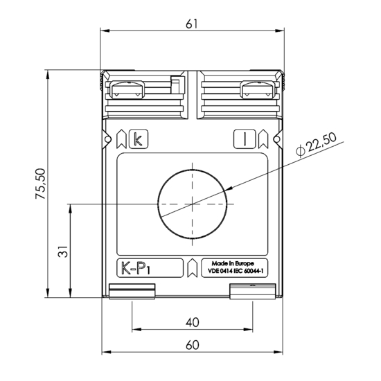 Frontview ASR 22.3 2U  200-100/5A  5-2,5VA  Kl.1