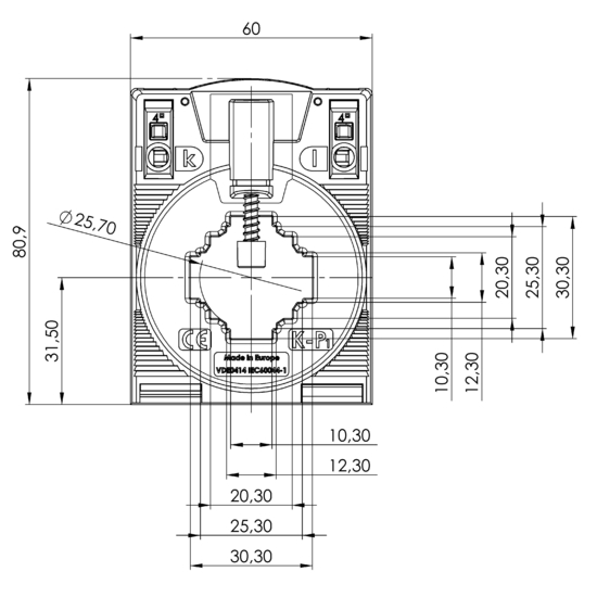 Frontview ECTB 31.35  100/5A  1,5VA  Kl.0,5