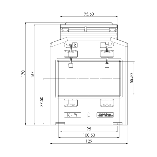 Frontview EASK 105.6  600/5A  2,5VA Kl.0,2