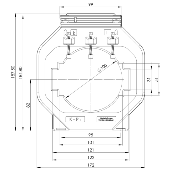 Frontview EASK 123.3 750/5A 2,5VA Kl.0,5
