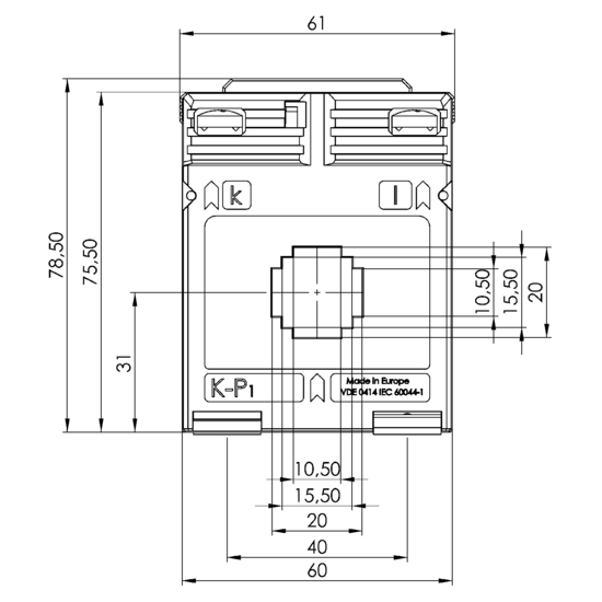 Frontview EASK 21.3  100/5A  1,5VA Kl.0,2