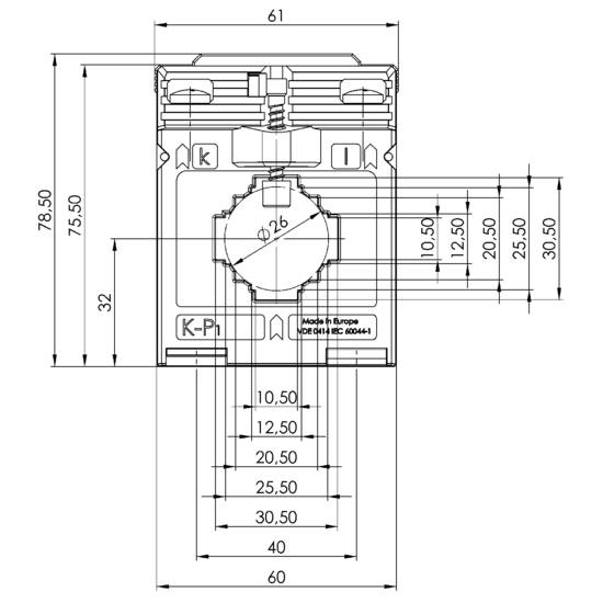 Frontview EASK 31.3  150/5A  1,5VA Kl.0,2