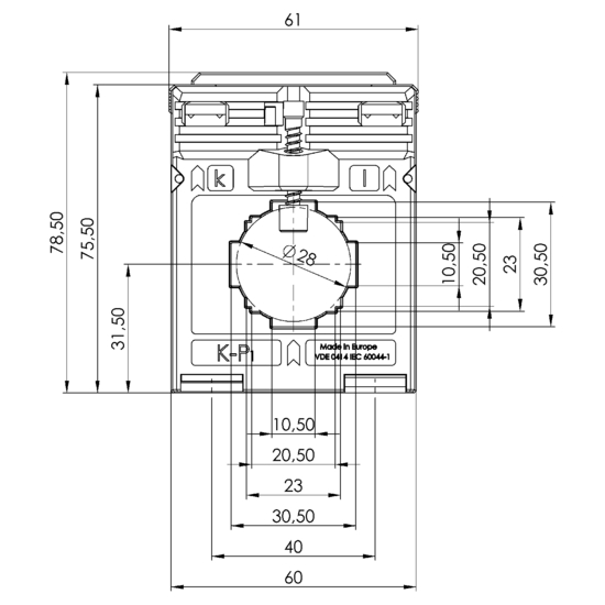 Frontview EASK 31.4  100/5A  1,5VA Kl.0,2