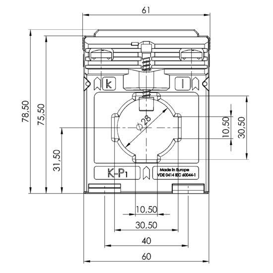 Frontview EASK 31.5  100/5A  2,5VA Kl.0,2