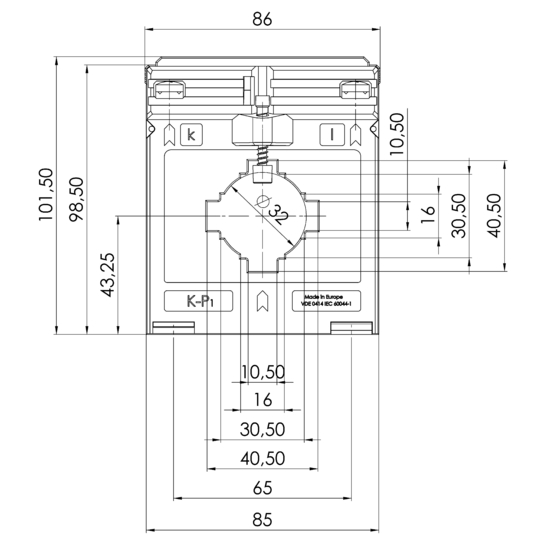 Frontview EASK 541.4  100/5A  1,5VA Kl.0,2