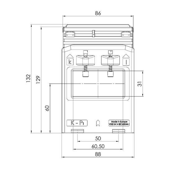 Frontview EASK 63.6  250/5A  2,5VA Kl.0,2