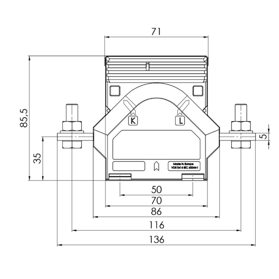 Frontview WSK 70.6N  25/5A  2,5VA  Kl.0,5